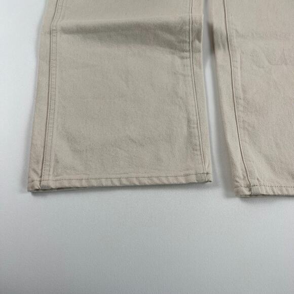 Calvin Klein Women Cropped Wide Leg Zip Fly Mid Rise Jeans Beige Size 26 - Picture 8 of 16
